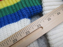 Load image into Gallery viewer, One1sthing Sweater Adult Extra Large White Rainbow Striped Pride Cable Knit Mens