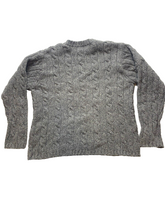 Load image into Gallery viewer, LL Bean Sweater Adult Large Gray Cable Knit Lambs Wool Nylon Outerwear Mens