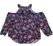 Load image into Gallery viewer, Torrid Shirt Womens 2 2X Navy AOP Floral Rayon Spandex Cold Shoulder Boho Plus