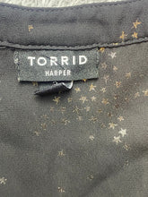 Load image into Gallery viewer, Torrid Shirt Womens 3 3X Black Gold Star Georgette Harper Tunic Blouse Plus Lady