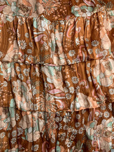 Load image into Gallery viewer, Ryegrass Skirt Womens 3X Brown AOP Flower Layered Smoked Boho Peasant Plus Lady