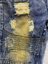 Load image into Gallery viewer, Trillnation Shorts Adult 34x14 Blue Denim Distressed Punk Acid Wash Jean Mens