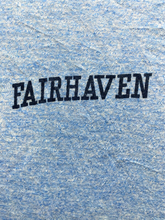 Load image into Gallery viewer, VTG Fairhaven Shirt Adult Small Blue Single Stitch Ringer Spell Out 80s Mens