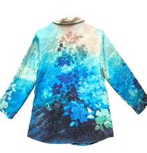 Load image into Gallery viewer, Soft Surroundings Shirt Womens Medium Blue AOP Floral Boho Silk Button Up Tunic