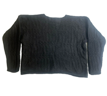 Load image into Gallery viewer, Lambswool Sweater Womens Medium Black Oversized Angora Nylon Outerwear Ladies