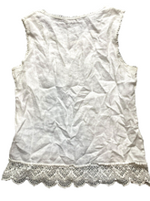 Load image into Gallery viewer, Laura Bianchi Shirt Womens Small White Tank Lace Trim Italy Boho Linen Lady