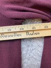 Load image into Gallery viewer, LOFT Sweater Womens Large Petite Burgundy Flounce Plaid Tunic Rayon Nylon NWT