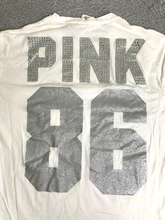 Load image into Gallery viewer, Victoria’s Secret Shirt Womens Extra Small White Oversized Silver Bling 86 Dog
