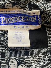 Load image into Gallery viewer, VTG Pendleton Shirt Womens 3X Black White AOP Clubs Hearts Button Up USA Plus