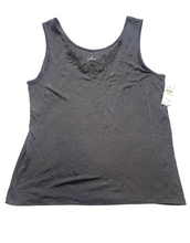 Load image into Gallery viewer, Cuddl Duds Shirt Womens 1X Black Tank Venice Applique Softwear Nylon Plus NWT