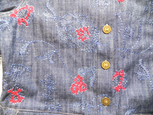 Load image into Gallery viewer, NAPA Valley Jacket Womens Large Embroidered Floral Denim Spandex Jean Ladies