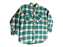 Load image into Gallery viewer, Jon Lauren Shirt Adult Medium Green White Button Up Quilted Shacket Nylon Mens