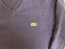 Load image into Gallery viewer, Lacoste Sweater Adult 4 (Medium) Navy Blue V-Neck Preppy Alligator Logo Mens