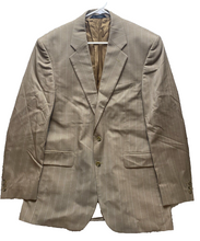 Load image into Gallery viewer, Alexandre Savile Row Long Coat Adult Euro Size 52 Tan Blazer Suit Striped Mens
