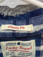 Load image into Gallery viewer, Lucky Brand Shirt Adult Large Denim Blue Plaid Button Up Casual Classic Fit Mens