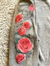 Load image into Gallery viewer, Hollister Sweatshirt Adult Small Gray Fleece Rose Moon Tattoo Art Sweater Mens
