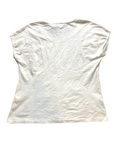 Load image into Gallery viewer, Chicos Shirt Womens 2 White Gold Sequence Shimmered Rayon Viscose Indie Ladies