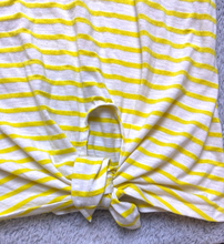 Load image into Gallery viewer, Umgee USA Shirt Womens Large Yellow White Striped Oversized Tie Knot Ladies