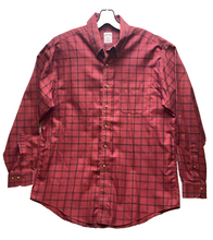 Load image into Gallery viewer, Brooks Brothers Shirt Adult Large Maroon Checkered Button Down Long Sleeve Mens