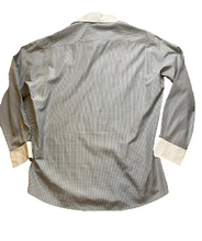Load image into Gallery viewer, Indian Tailor Shirt Adult Large Gray White Button Up Casual Flip Cuffs Mens