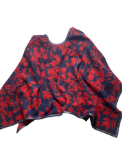 Load image into Gallery viewer, BCBGMaxazria Sweater Womens One Size Red Navy Across Cape Poncho Cozy 48" Ladies