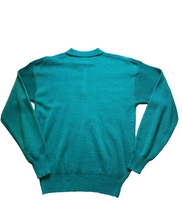 Load image into Gallery viewer, Phases Sweater Adult Medium Teal Collared Acrylic Geometric Knits Outerwear Mens
