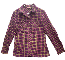 Load image into Gallery viewer, LL Bean Shirt Women Extra Small Burgundy Scotch Plaid Button Up Flannel Collared