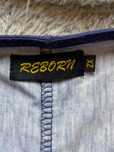 Load image into Gallery viewer, Reborn Shirt Womens 2X Navy Blue AOP Flower Boho Hippie Rayon Spandex Plus Lady