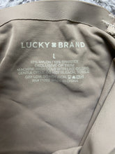 Load image into Gallery viewer, Lucky Brand Sports Bra Womens Large Taupe Double Strap Nylon Spandex Yoga Padded
