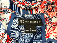 Load image into Gallery viewer, New Directions Dress Womens Large Navy Red AOP Flower 100% Rayon Boho Tunic NWT