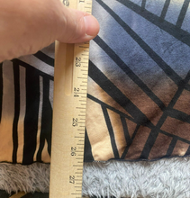 Load image into Gallery viewer, Dunia Shirt Womens Large Blue Brown Geometric Peplum Babydoll Flowy Blouse Rayon