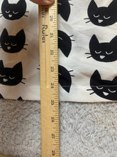 Load image into Gallery viewer, Meraki Shirt Womens XL Black White AOP Kitty Cat Spandex Stretch Keyhole Blouse