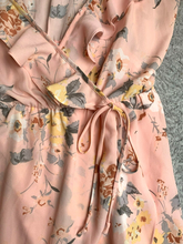 Load image into Gallery viewer, Socialite Dress Womens Extra Large Peach Ruffle Wrap Midi Asymmetric Boho Flared