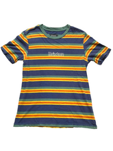 Load image into Gallery viewer, Brixton Shirt Adult Small Blue Green Striped Retro Embroidered Skateboard Mens