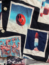 Load image into Gallery viewer, Original Use Shirt Adult Medium Patriotic Button Up AOP Polaroid Beach Mens
