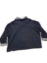 Load image into Gallery viewer, Links Jacket Womens 3X Black Houndstooth Contrast Full Zip Collared Plus Ladies