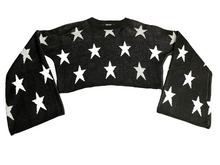 Load image into Gallery viewer, Nasty Gal Sweater Womens Small Oversized Black AOP Star Cropped Pullover Ladies