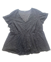Load image into Gallery viewer, Torrid Shirt Womens 3 3X Black Lace Peplum Boho Lined Babydoll Blouse Plus Lady