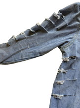 Load image into Gallery viewer, THRILL Jeans Jacket Womens 3X Blue Distressed Denim Destroyed Ripped Plus Ladies
