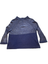 Load image into Gallery viewer, Chicos Sweater Womens 1 (Medium) Navy Silver Oversized Mock Neck Outerwear Lady