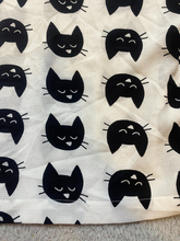 Load image into Gallery viewer, Meraki Shirt Womens XL Black White AOP Kitty Cat Spandex Stretch Keyhole Blouse