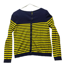 Load image into Gallery viewer, Boden Sweater Womens Small Navy Yellow Cashmere Stripes Button Up Cardigan Lady