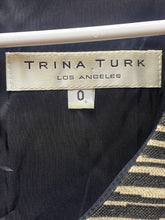 Load image into Gallery viewer, Trina Turk Dress Womens 0 Extra Small Taupe Black Viscose Nylon Shift Midi Lined