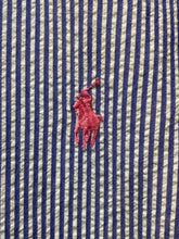 Load image into Gallery viewer, Ralph Lauren Shirt Adult Medium Blue White Striped Button Up Pink Pony Mens