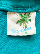 Load image into Gallery viewer, VTG Nassau Bahamas Shirt Womens Large Teal Green Embroidered Beach Tiki Huts 90s