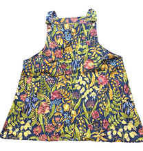 Load image into Gallery viewer, Dungaree Dress Womens 4X AOP Flower Garden Navy Overalls Bib Plus Ladies
