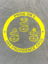 Load image into Gallery viewer, USS Providence Shirt Adult Large Taupe USN Ram Navy Military Pride Anchor Mens