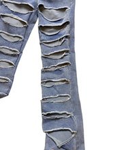 Load image into Gallery viewer, Fashion Nova Jeans Womens 3 (28x30) Blue Destroyed Ripped Flared Spandex Stretch