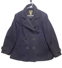 Load image into Gallery viewer, LL Bean Coat Adult Large Navy Blue Lambswool Wool Jacket Preppy Outerwear Mens