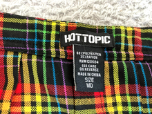 Load image into Gallery viewer, Hot Topic Skirt Womens Medium Black Yellow Plaid Buckle Pleated School Girl Goth
